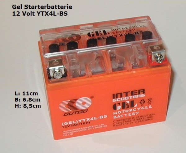 12 Volt GEL Batterie XTY4L-BS